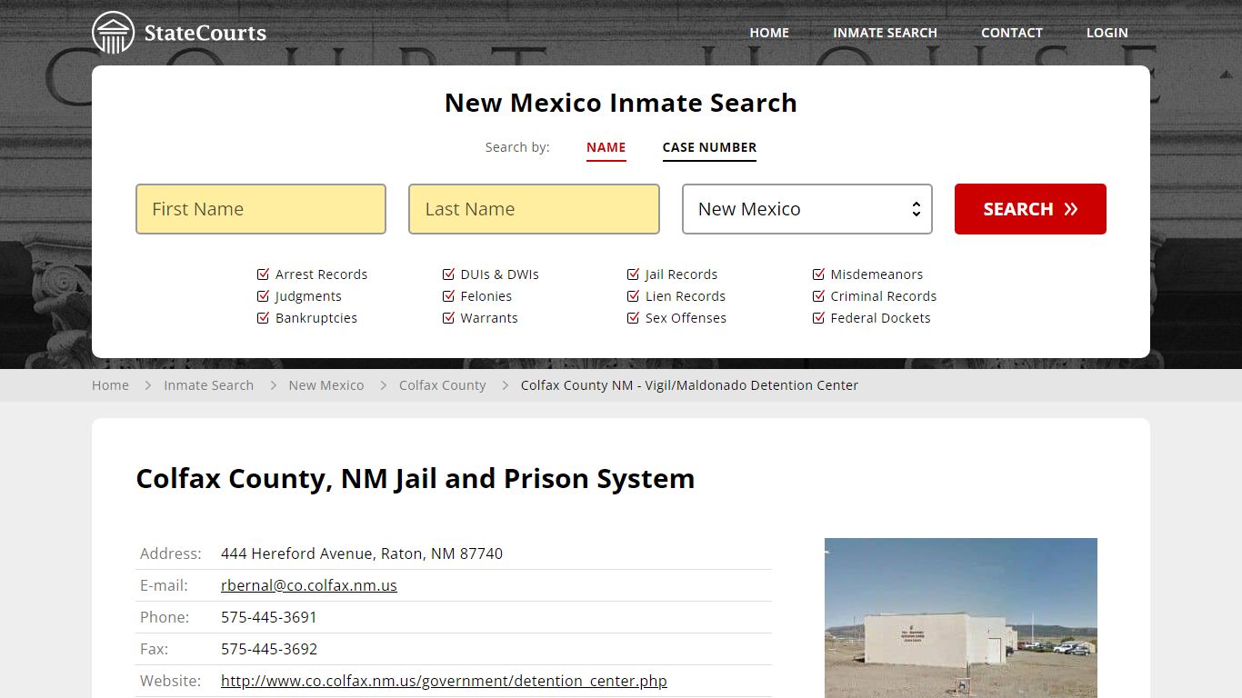 Colfax County NM - Vigil/Maldonado Detention Center Inmate Records ...